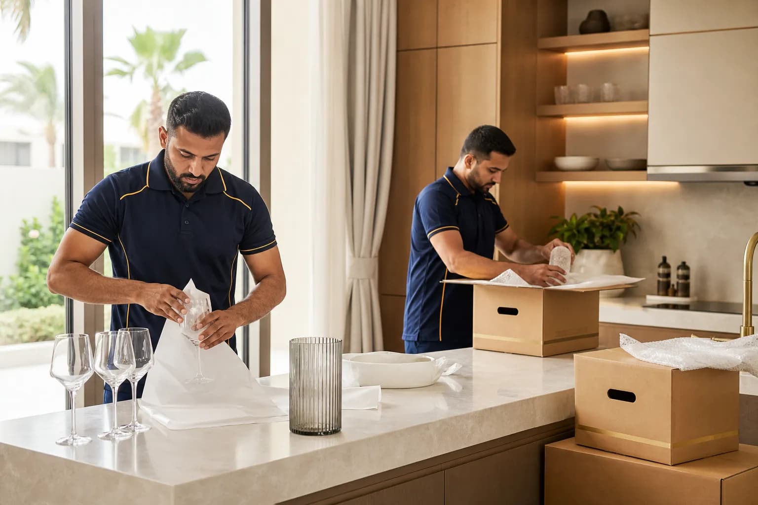 Villa Packing & Unpacking team working in a Dubai villa